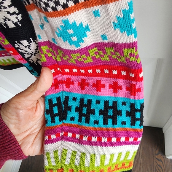 Vintage Catherine Stewart Fairisle Nordic Knit Sweater Womens 1/4 Zip L - Picture 7 of 9